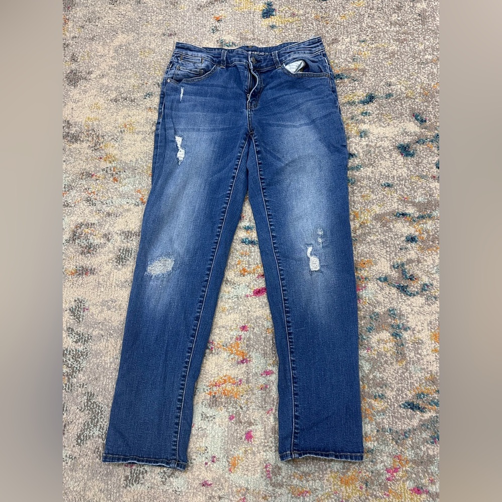 Chico's Women's Dark Blue Skinny Jeans with Light Distressing